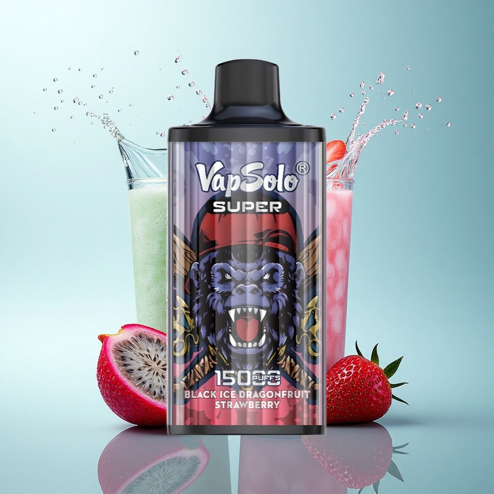 Vapsolo Super 15000 Puffs Black Ice Dragonfruit Strawberry 40ml 850mAh