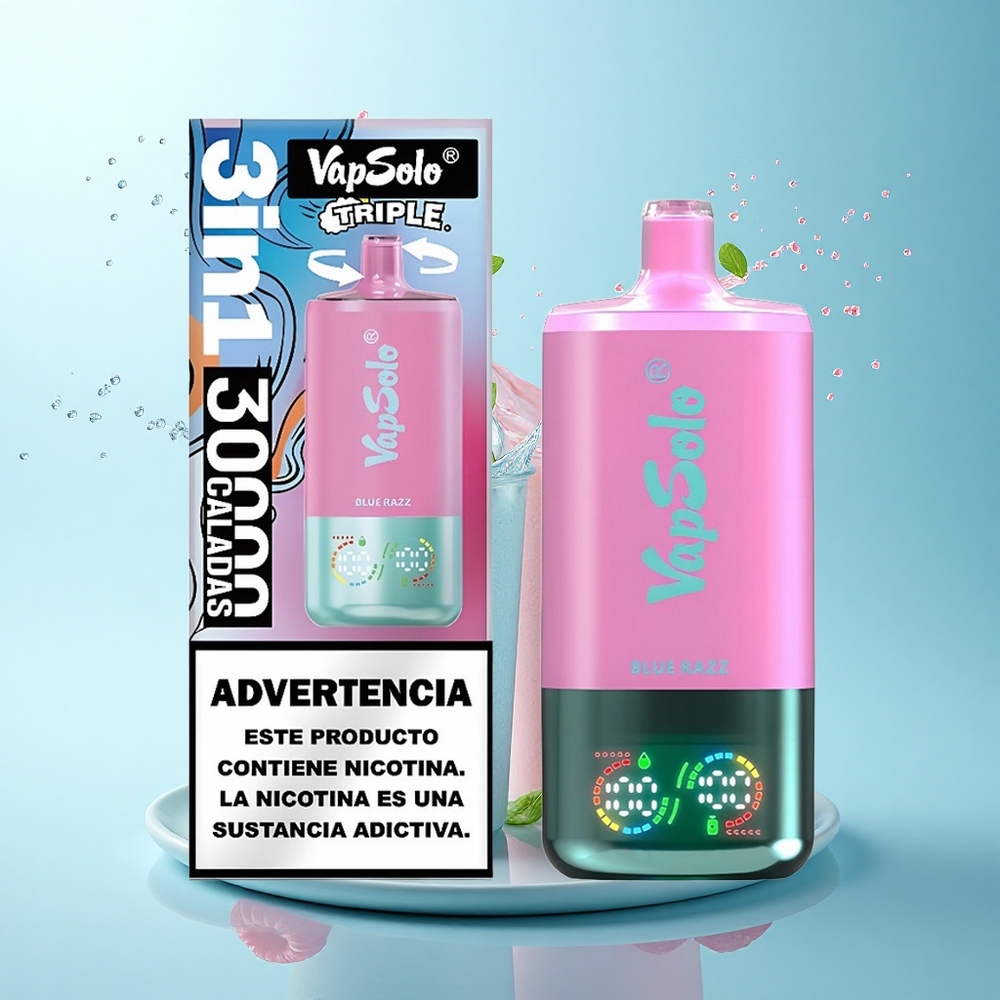 Vapsolo Triple 30000 Puffs Blue Razz 40ml 20mg Nicotine Type-C