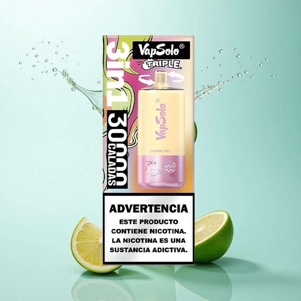 Vapsolo Triple 30000 Puffs Lemon Lime Type-C 40ml Nicotine