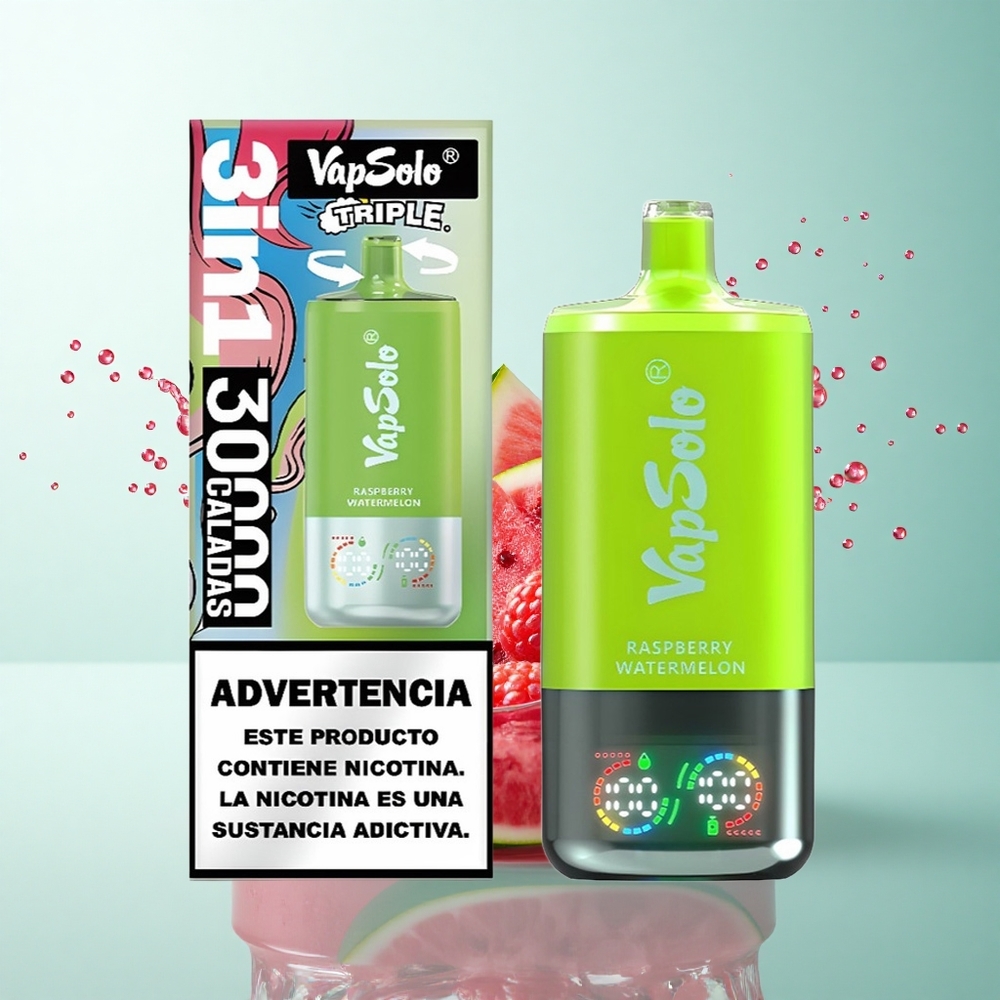 Vapsolo Triple 30000 Puffs Raspberry Watermelon 40ml Nicotine 20mg