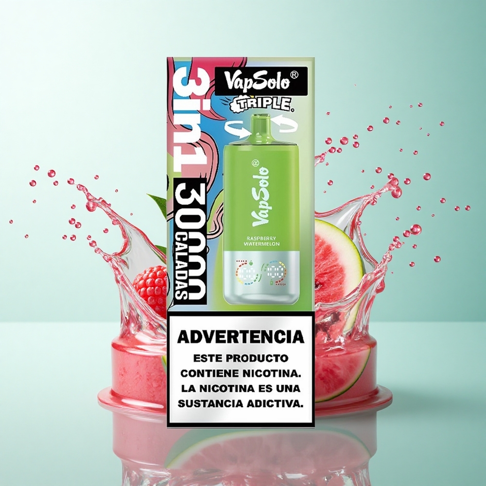 Vapsolo Triple 30000 Puffs Raspberry Watermelon 40ml Nicotine 20mg