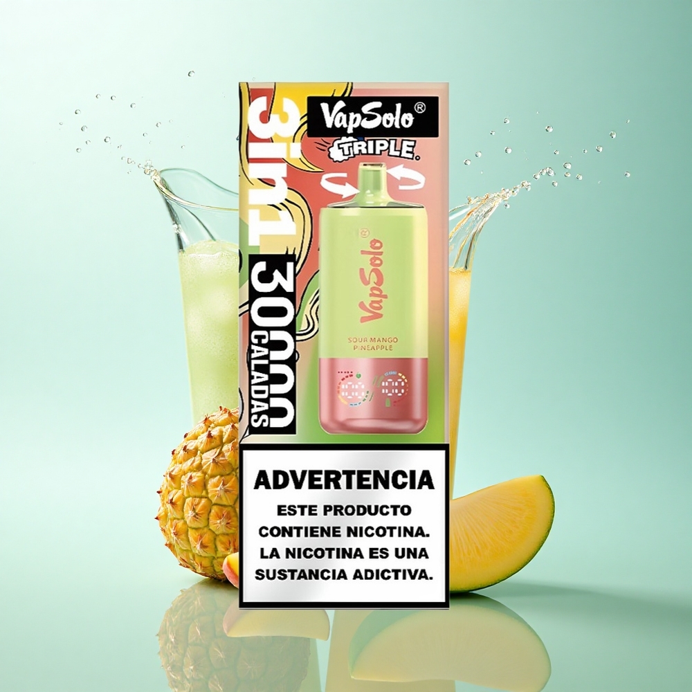 Vapsolo Triple 30000 Puffs Sour Mango Pineapple 40ml 20mg Nicotine Type-C