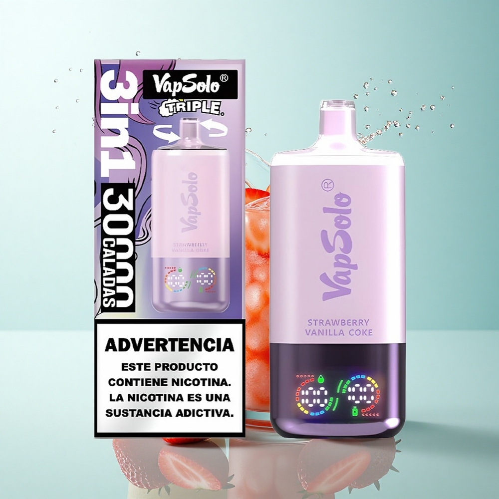 Vapsolo Triple 30000 Puffs Strawberry Vanilla Coke Type-C 40ml Nicotine