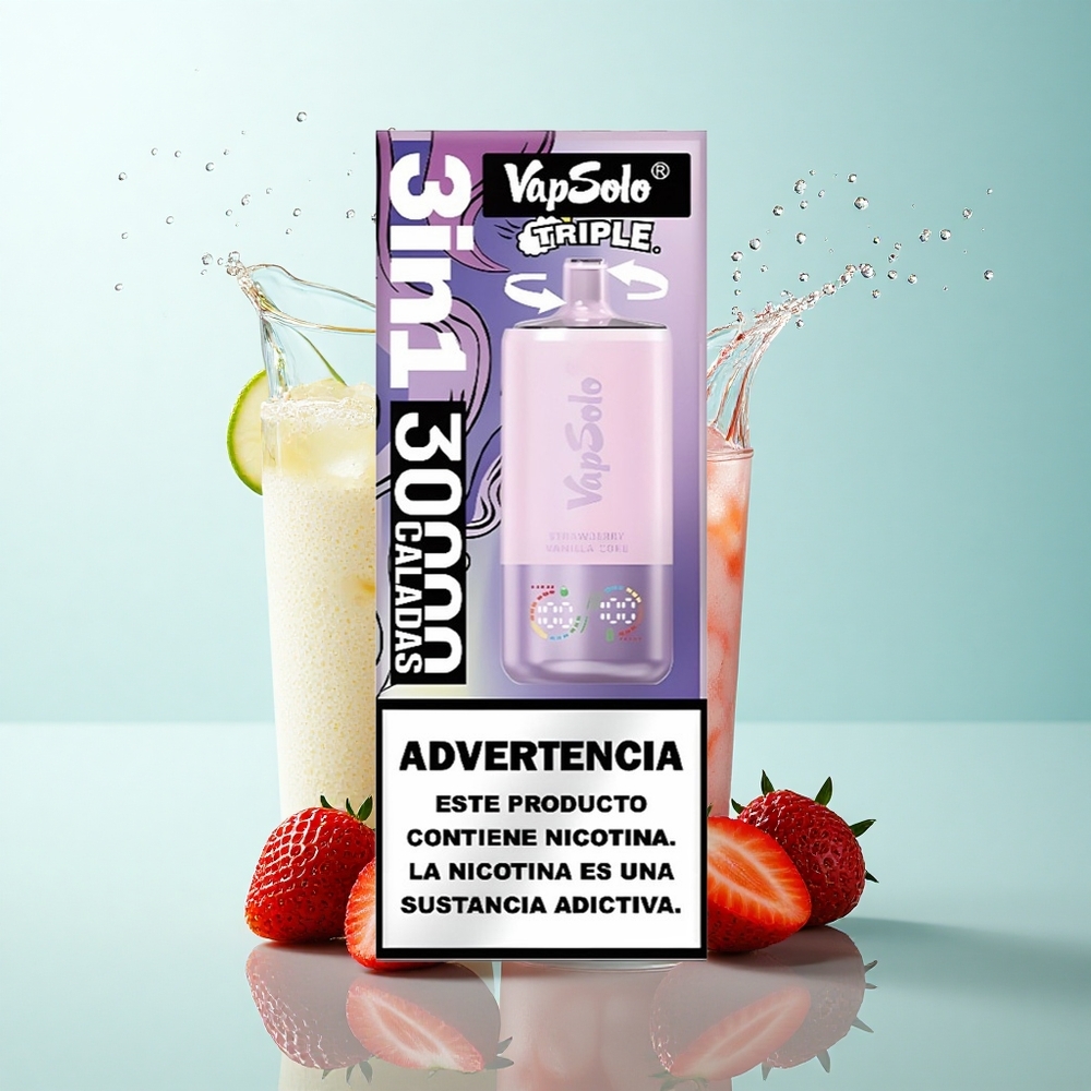 Vapsolo Triple 30000 Puffs Strawberry Vanilla Coke Type-C 40ml Nicotine