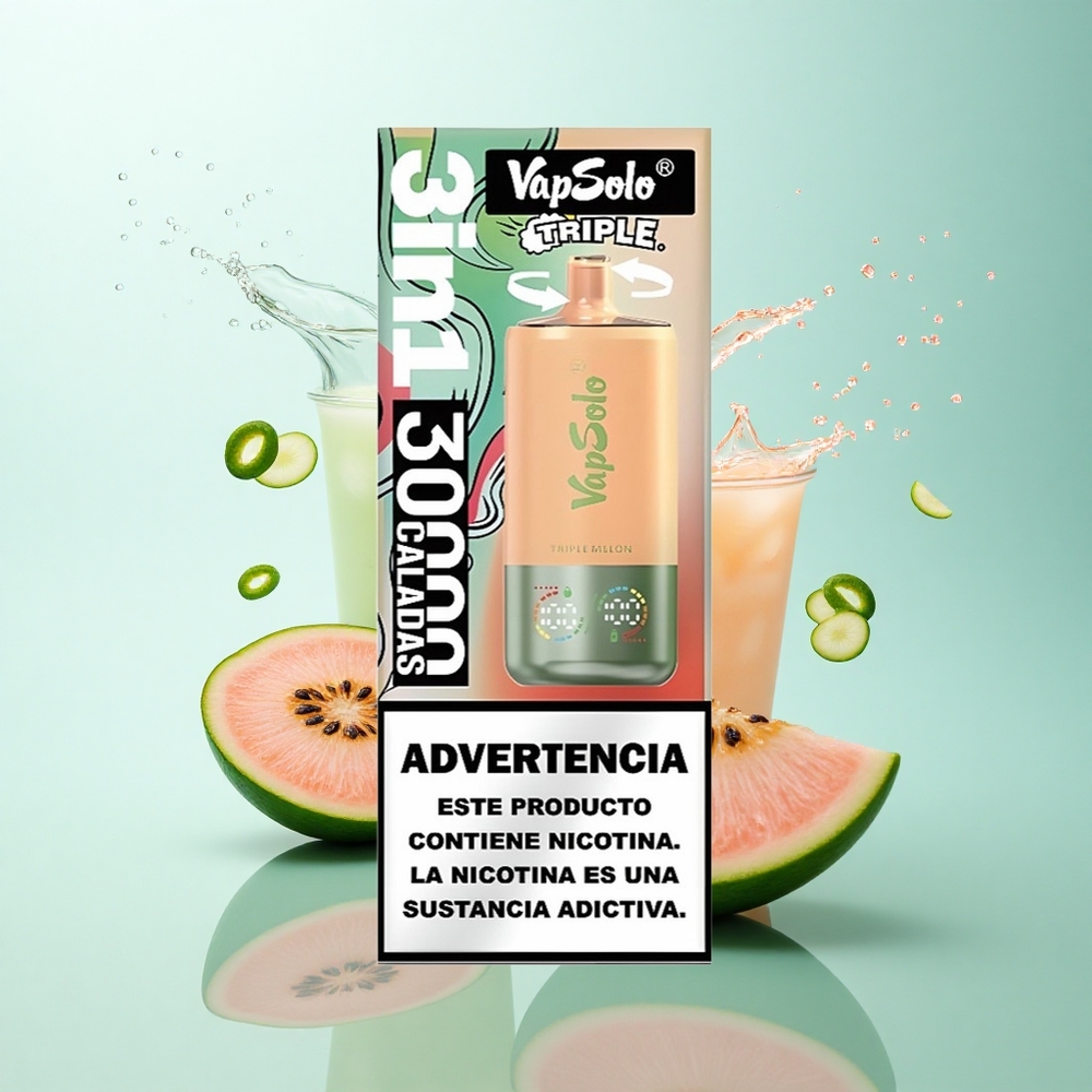 Vapsolo Triple 30000 Puffs Triple Melon 40ml 20mg Nicotine