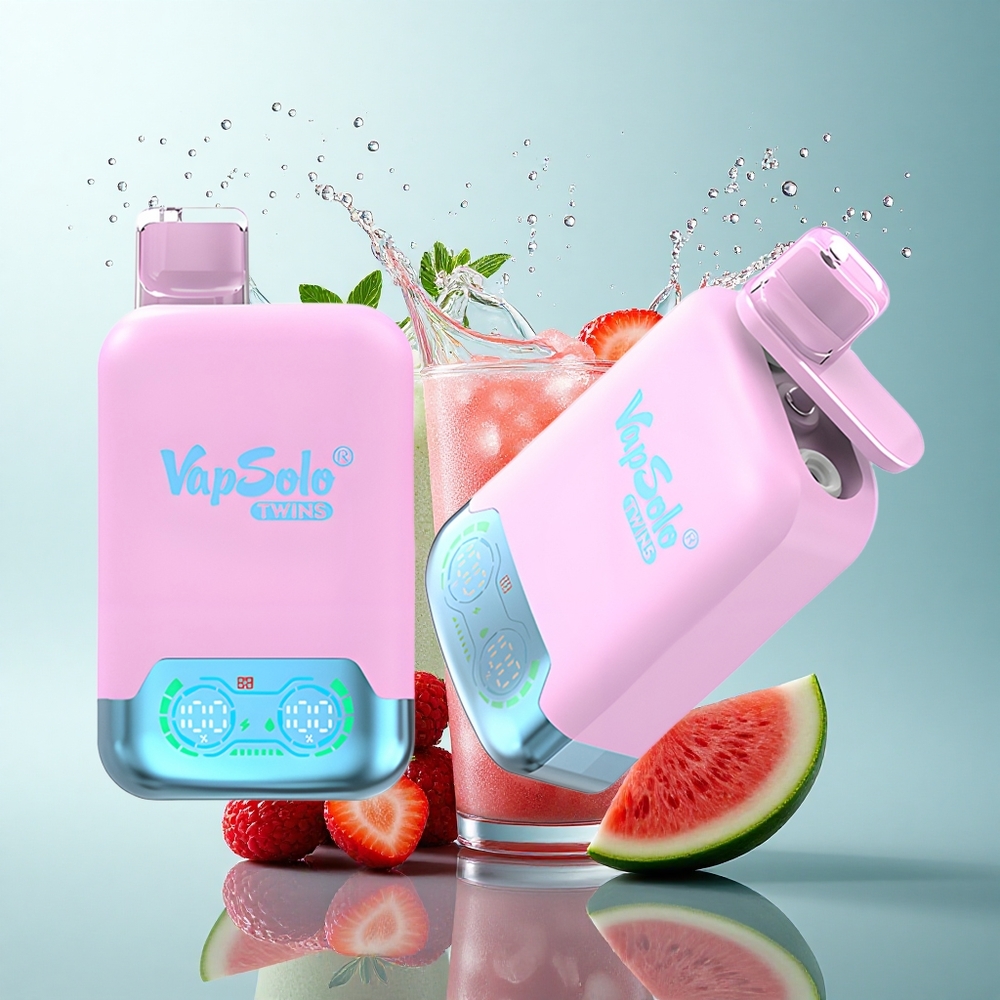 Vapsolo Twins 20000 Puffs Black Ice Dragon Fruit Strawberry & Raspberry Watermelon 40ml Dual Tank Type-C