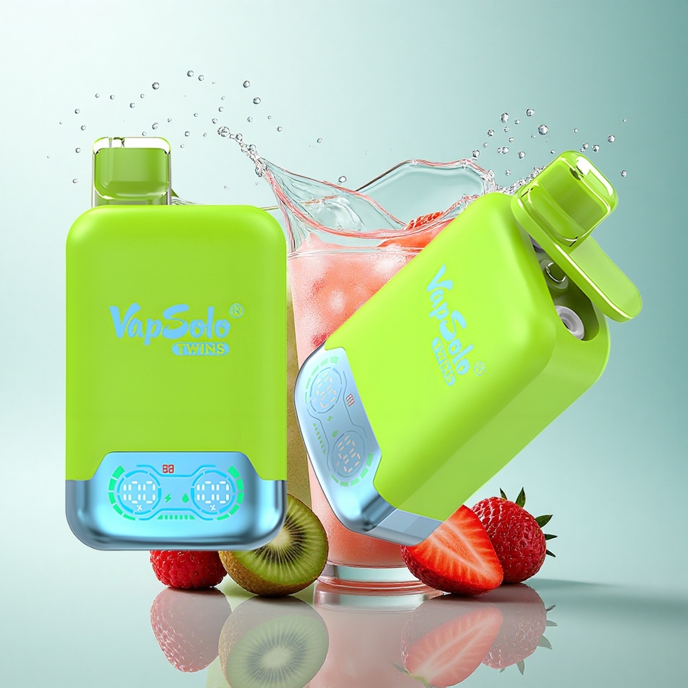 Vapsolo Twins 20000 Puffs Strawberry Kiwi & Strawberry Raspberry Cherry Ice 40ml 20mg/ml Nicotine Type-C