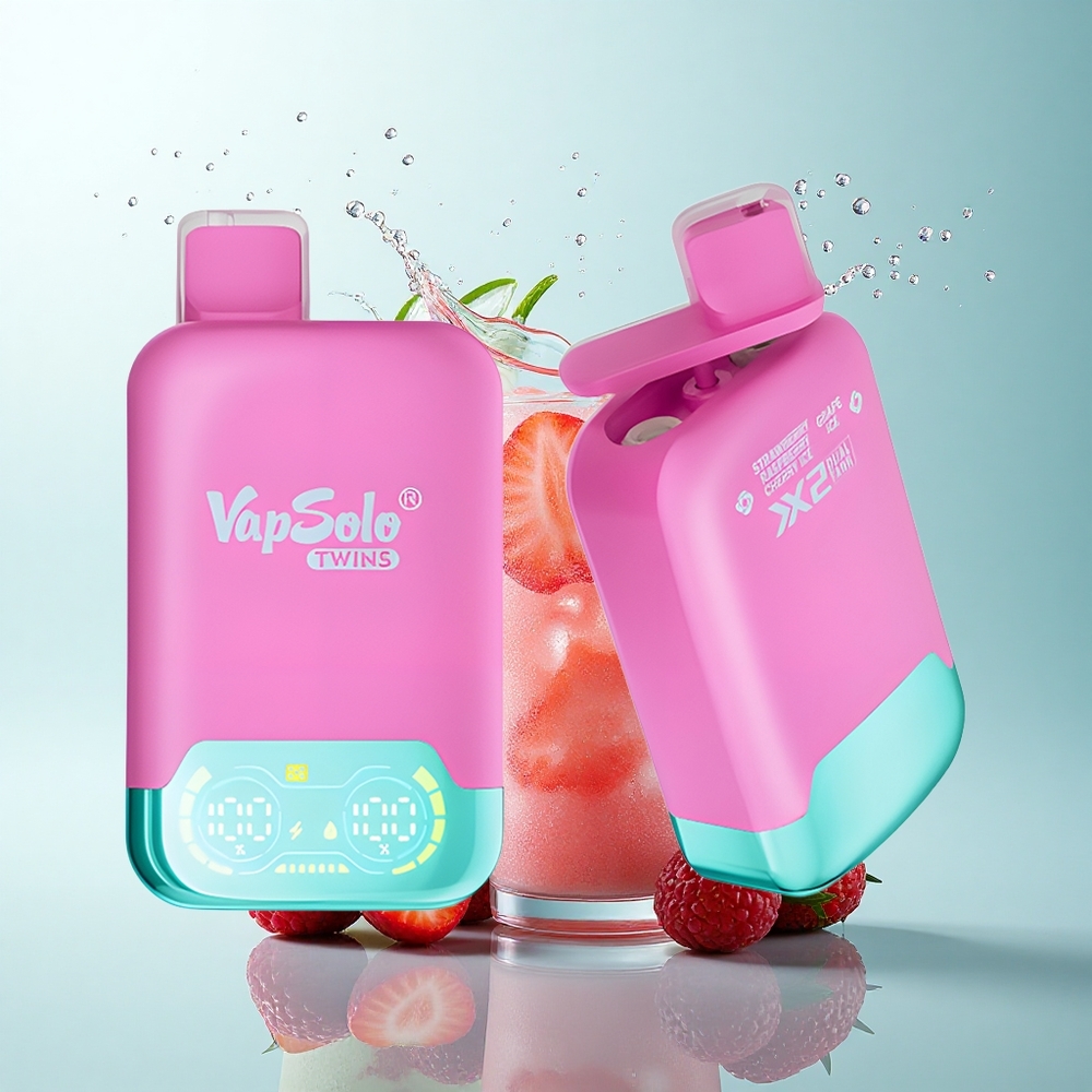 Vapsolo Twins 20000 Puffs Strawberry Raspberry Cherry Ice & Grape Ice 40ml Nicotine 20mg/ml Type-C