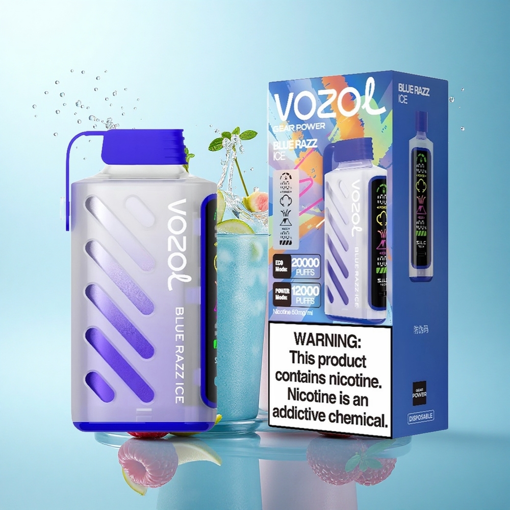 VOZOL Gear Power 20000 Puffs Blue Razz Ice Dual Mesh 20mL 5% Nicotine