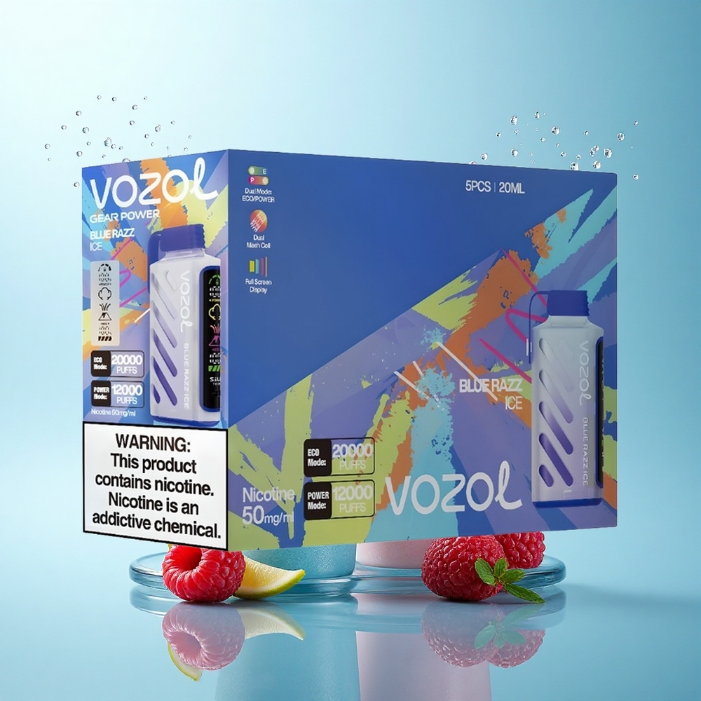 VOZOL Gear Power 20000 Puffs Blue Razz Ice Dual Mesh 20mL 5% Nicotine