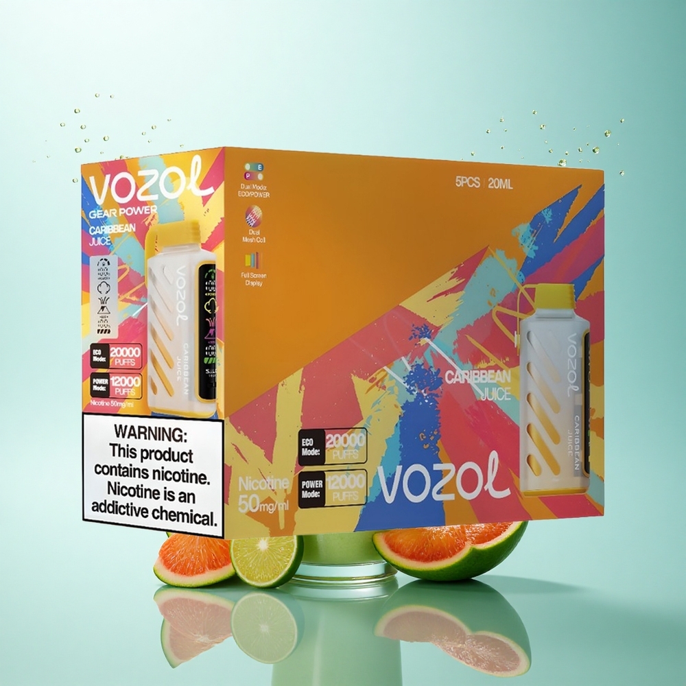 VOZOL Gear Power 20000 Puffs Caribbean Juice Dual Mesh 20mL 5% Nicotine