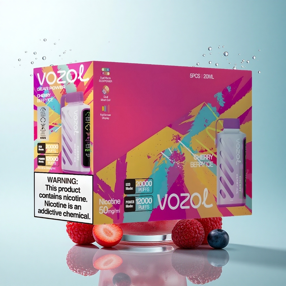 VOZOL Gear Power 20000 Puffs Cherry Berry Ice Dual Mesh 20mL 5% Nicotine