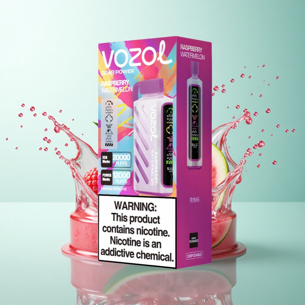 VOZOL Gear Power 20000 Puffs Raspberry Watermelon Dual Mesh 20mL 5% Nicotine