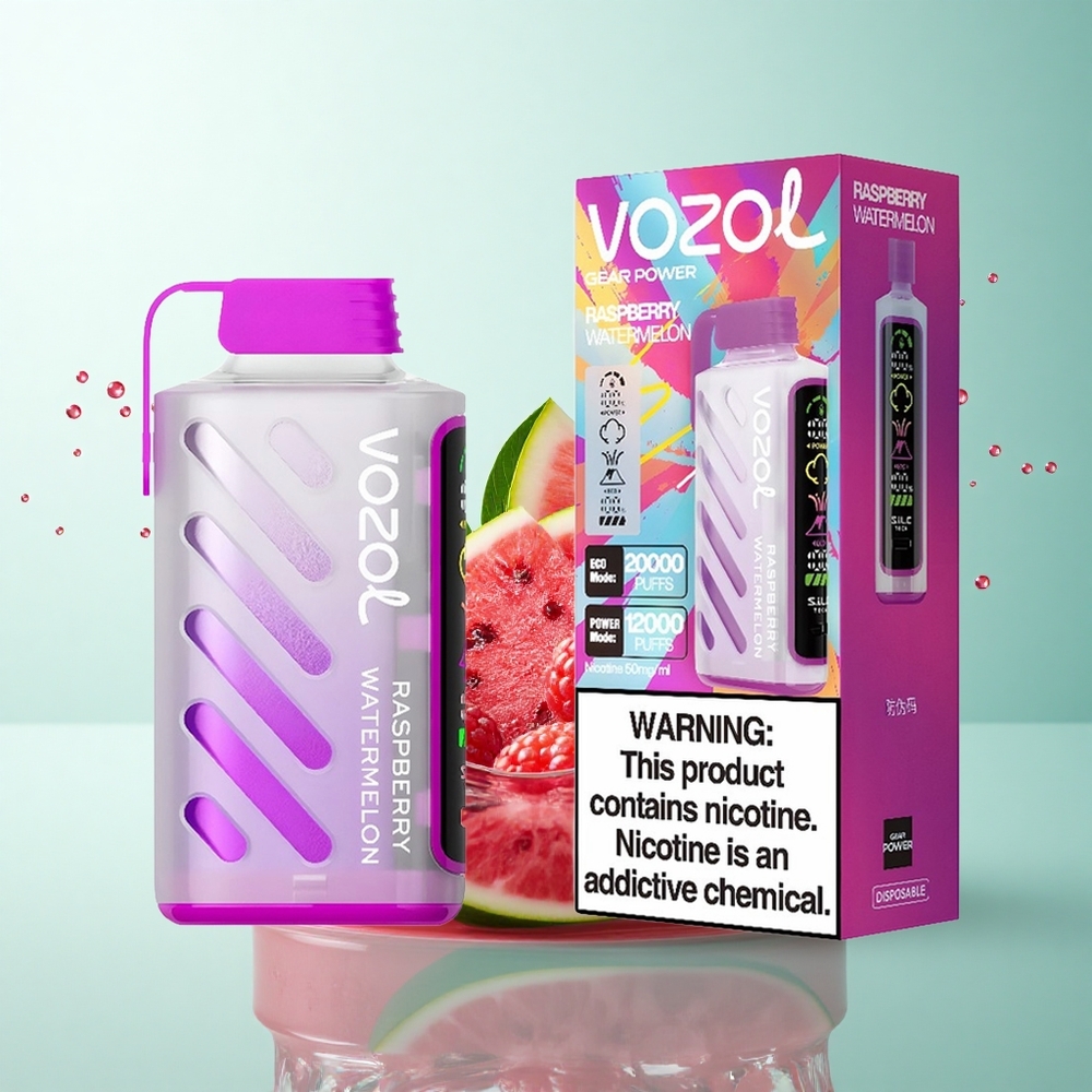 VOZOL Gear Power 20000 Puffs Raspberry Watermelon Dual Mesh 20mL 5% Nicotine