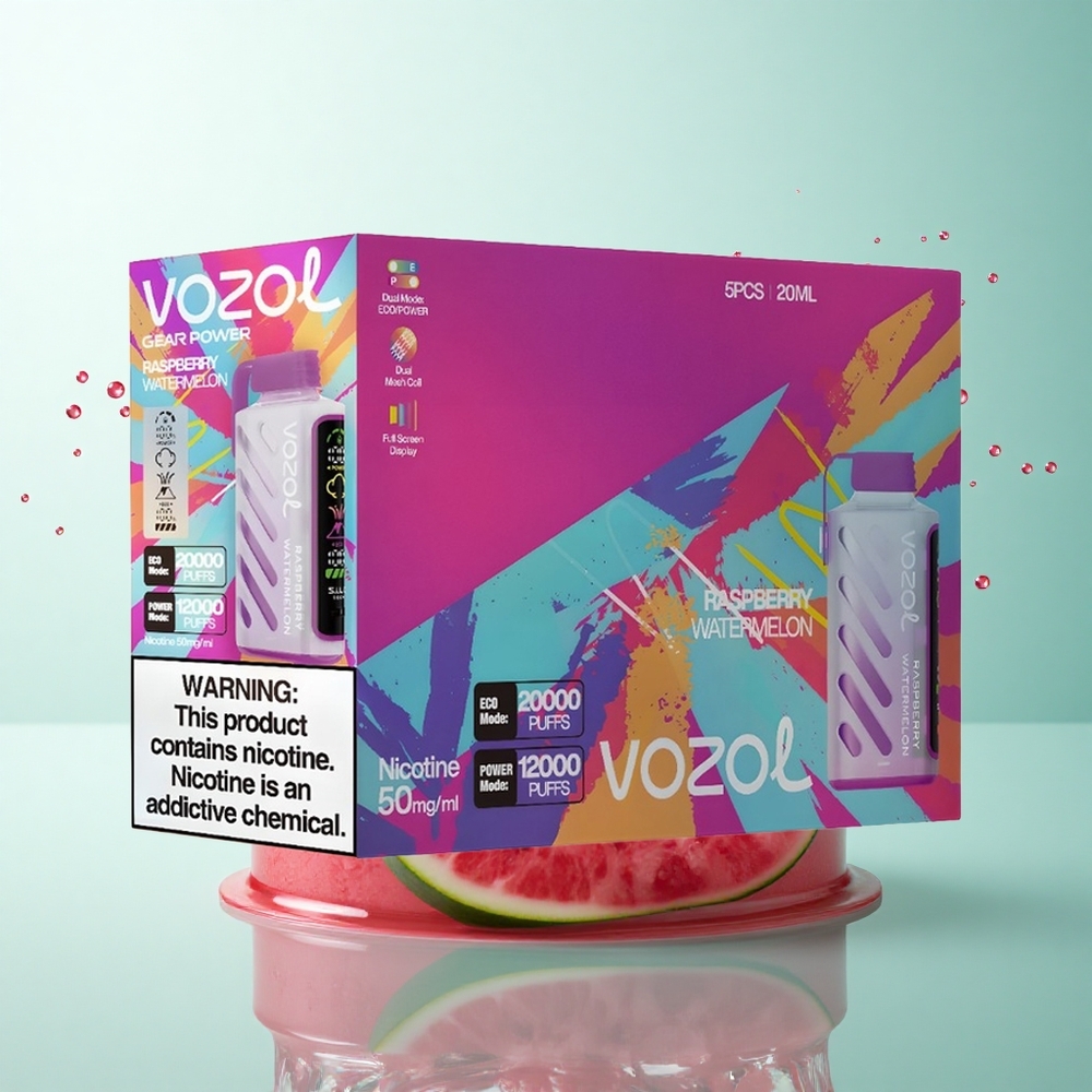 VOZOL Gear Power 20000 Puffs Raspberry Watermelon Dual Mesh 20mL 5% Nicotine
