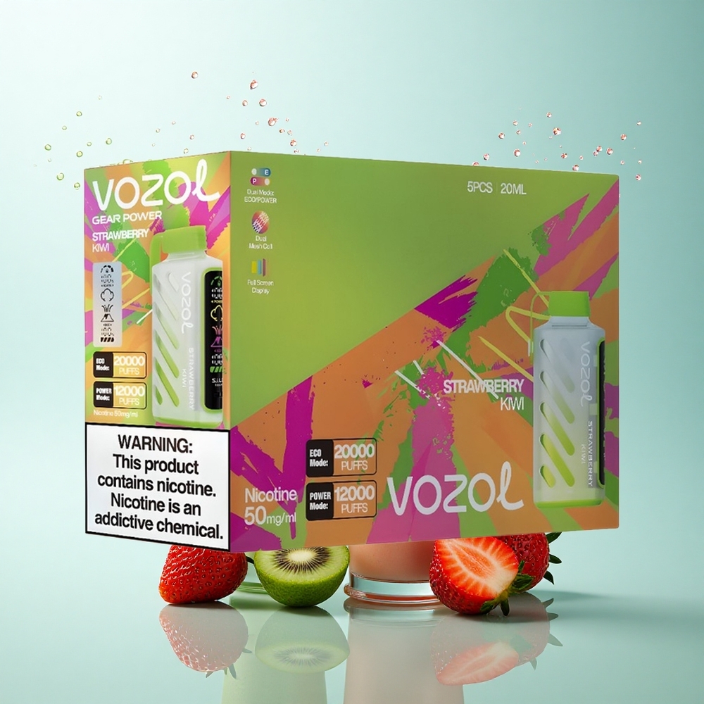VOZOL Gear Power 20000 Puffs Strawberry Kiwi Dual Mesh 20mL 5% Nicotine