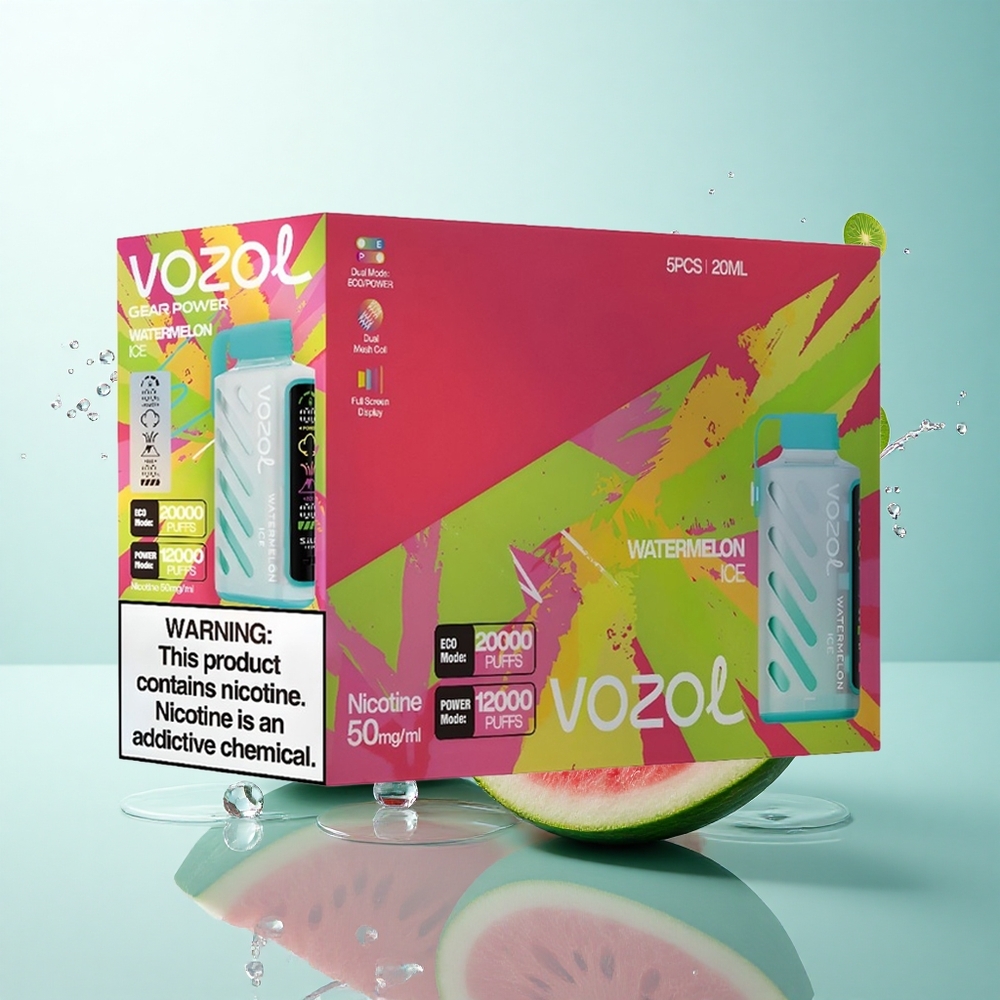 VOZOL Gear Power 20000 Puffs Watermelon Ice Dual Mesh 20mL 5% Nicotine