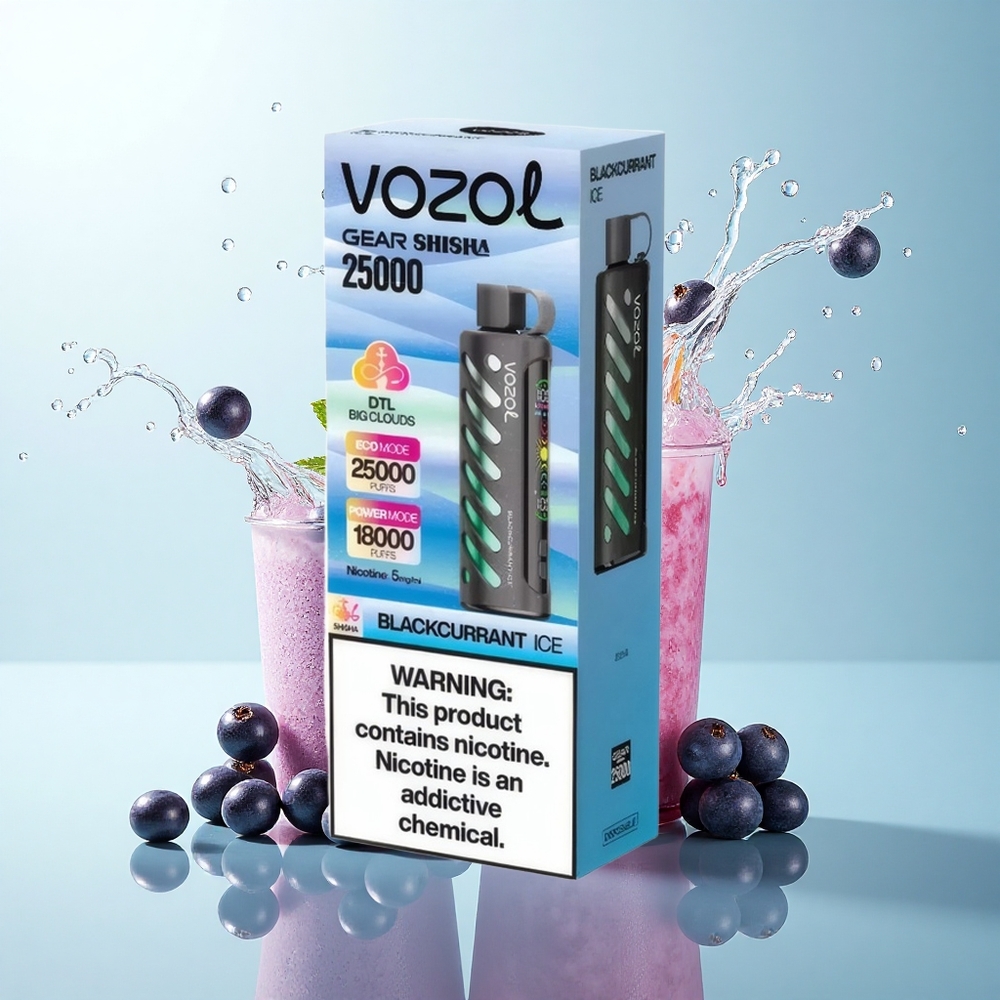 VOZOL Gear Shisha 25000 Puffs Blackcurrant Ice Dual Mesh 5mg Nicotine