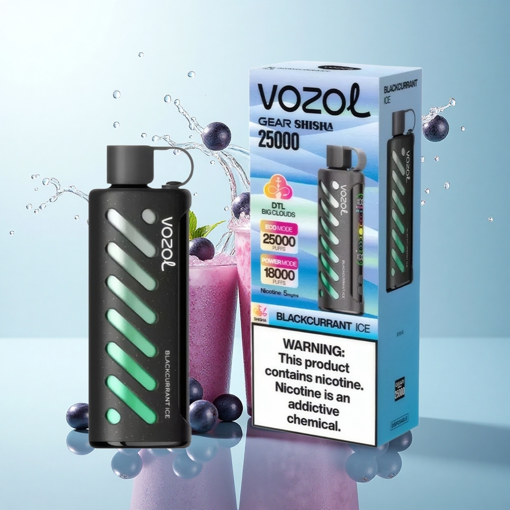 VOZOL Gear Shisha 25000 Puffs Blackcurrant Ice Dual Mesh 5mg Nicotine