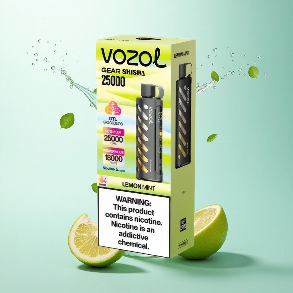 VOZOL Gear Shisha 25000 Puffs Lemon Mint Dual Mesh 1000mAh