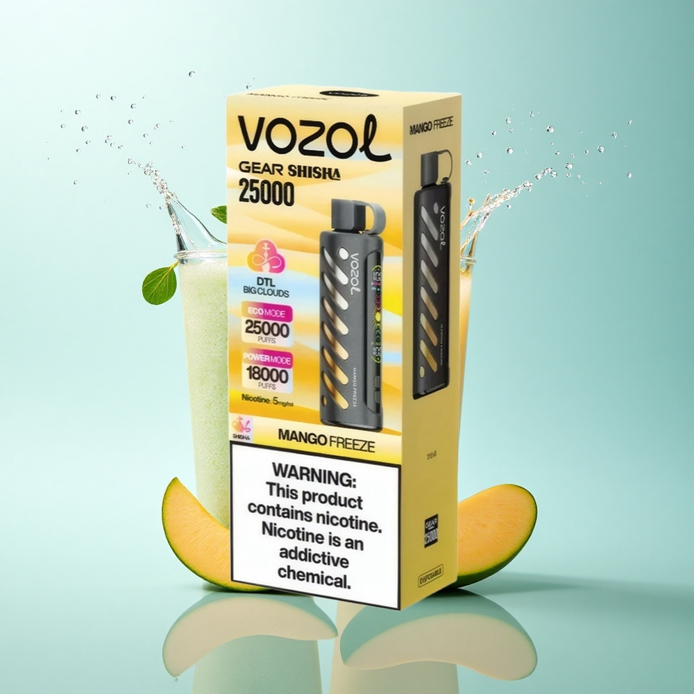 VOZOL Gear Shisha 25000 Puffs Mango Freeze Dual Mesh 5mg Nicotine 1000mAh