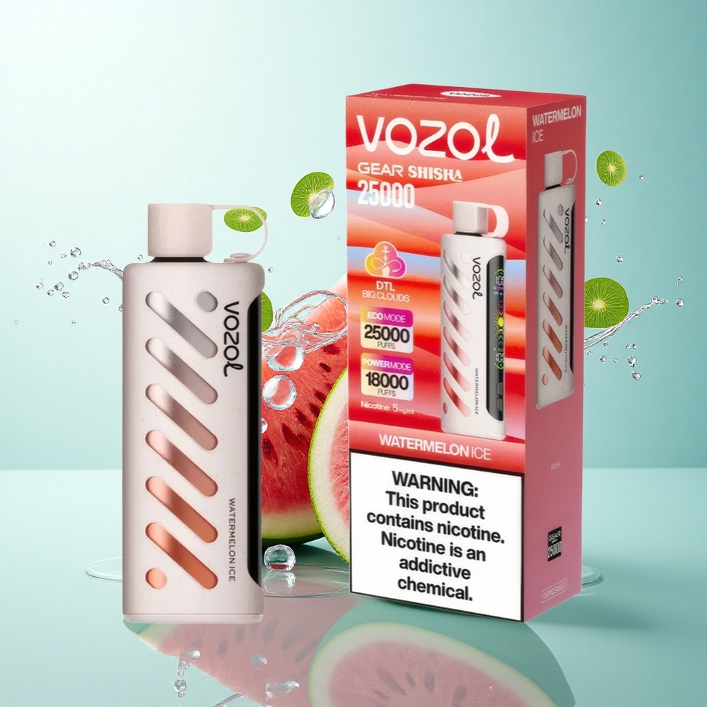 VOZOL Gear Shisha 25000 Puffs Watermelon Ice Dual Mesh 5mg Nicotine