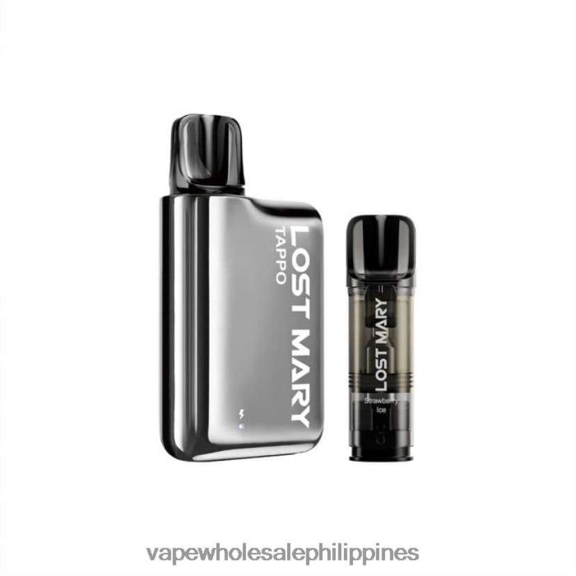 vape store davao city 2J4240438 Silver Stainless X Strawberry Ice LOST MARY Tappo Pod Vape Kit